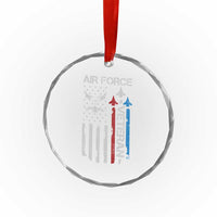 Air Force Veteran Crystal Glass Ornament Distressed American Flag Retired Dad Grandpa