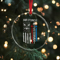 Air Force Veteran Crystal Glass Ornament Distressed American Flag Retired Dad Grandpa