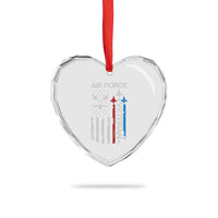 Air Force Veteran Heart Crystal Glass Ornament Distressed American Flag Retired Dad Grandpa
