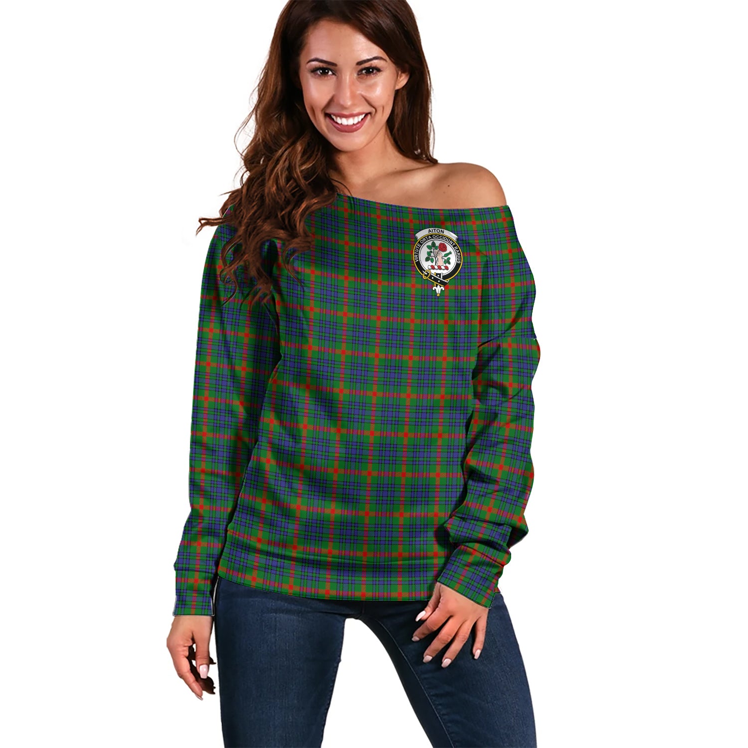 aiton-clan-tartan-off-shoulder-sweater-family-crest-sweater-for-women
