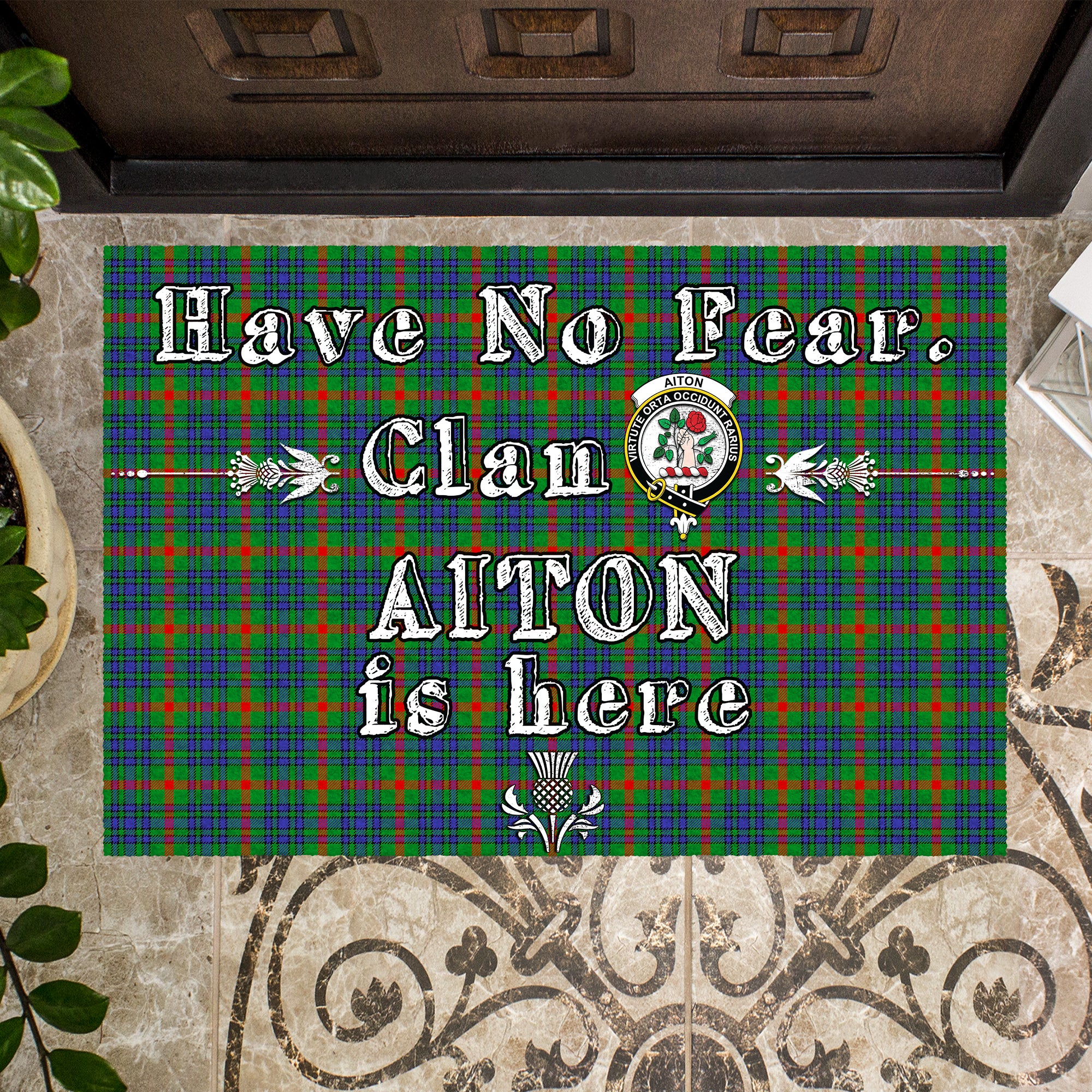 aiton-clan-tartan-door-mat-family-crest-have-no-fear-tartan-door-mat