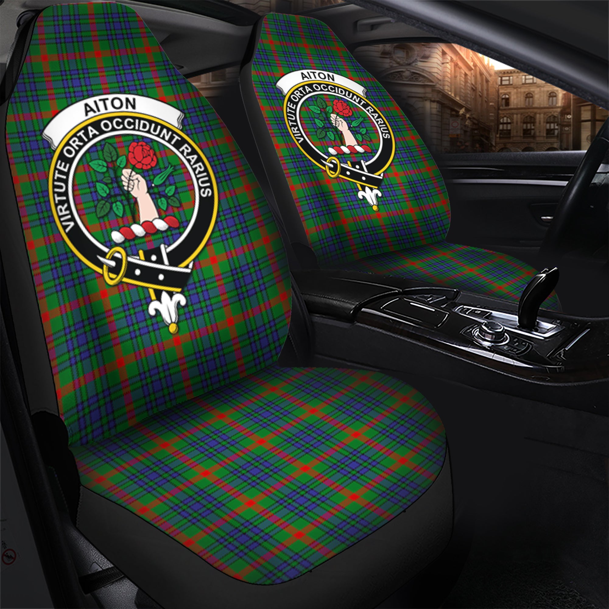 Aiton Clan Tartan Car Seat Cover, Family Crest Tartan Seat Cover TS23