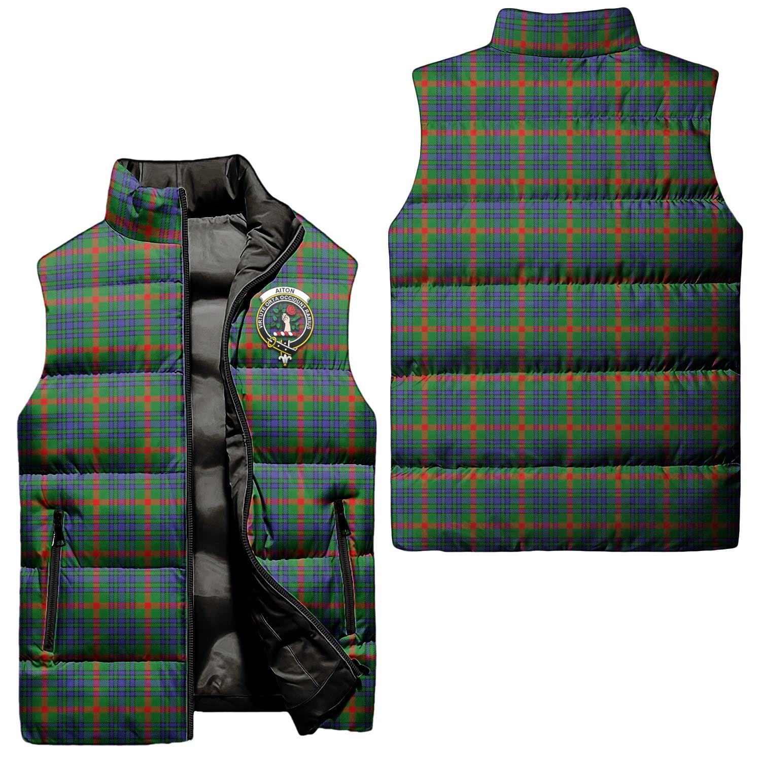 aiton-clan-puffer-vest-family-crest-plaid-sleeveless-down-jacket