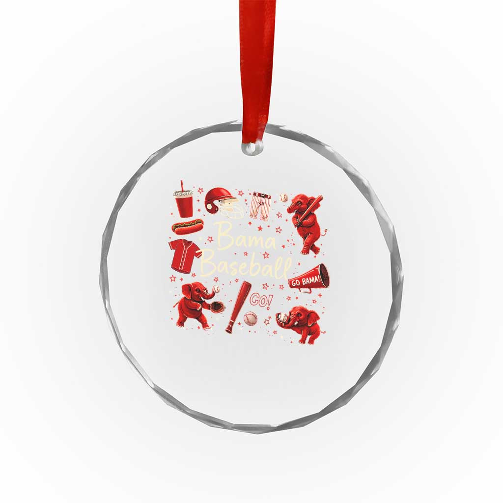 Alabama Baseball Crystal Glass Ornament Cute Trendy Bama Fan Game Day Doodle
