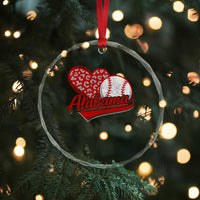 Alabama Fan Crystal Glass Ornament AL Baseball Heart Graphic Sports Style 80s 90s