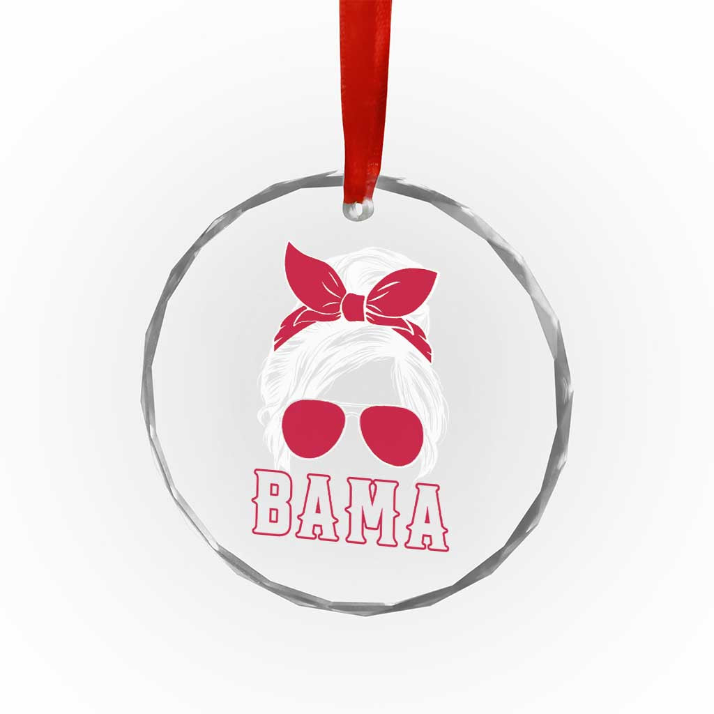 Alabama Fan Crystal Glass Ornament Bama Football Lover Game Day Messy Bun - Wonder Print Shop