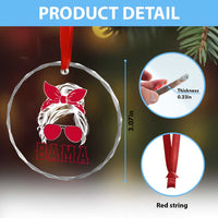 Alabama Fan Crystal Glass Ornament Bama Football Lover Game Day Messy Bun - Wonder Print Shop