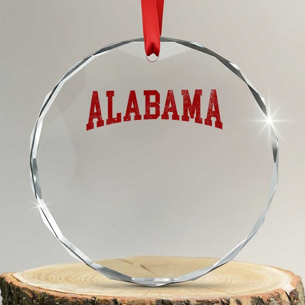 Alabama Fan Crystal Glass Ornament Red Bold Sport State Letters Game Day