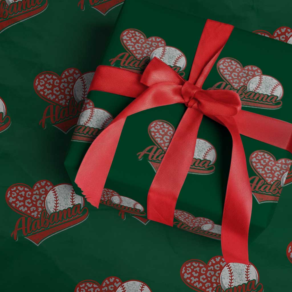 Alabama Fan Wrapping Paper Roll AL Baseball Heart Graphic Sports Style 80s 90s