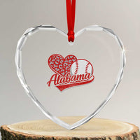 Alabama Fan Heart Crystal Glass Ornament AL Baseball Heart Graphic Sports Style 80s 90s