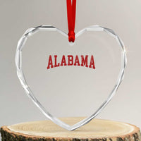 Alabama Fan Heart Crystal Glass Ornament Red Bold Sport State Letters Game Day