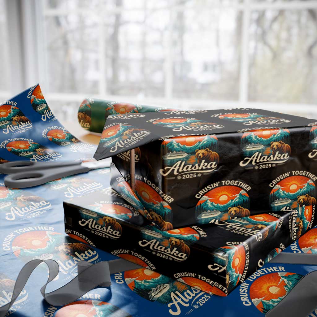 Alaska Cruise Wrapping Paper Roll Retro Alaskan Cruisin Together Matching Family Cruise - Wonder Print Shop