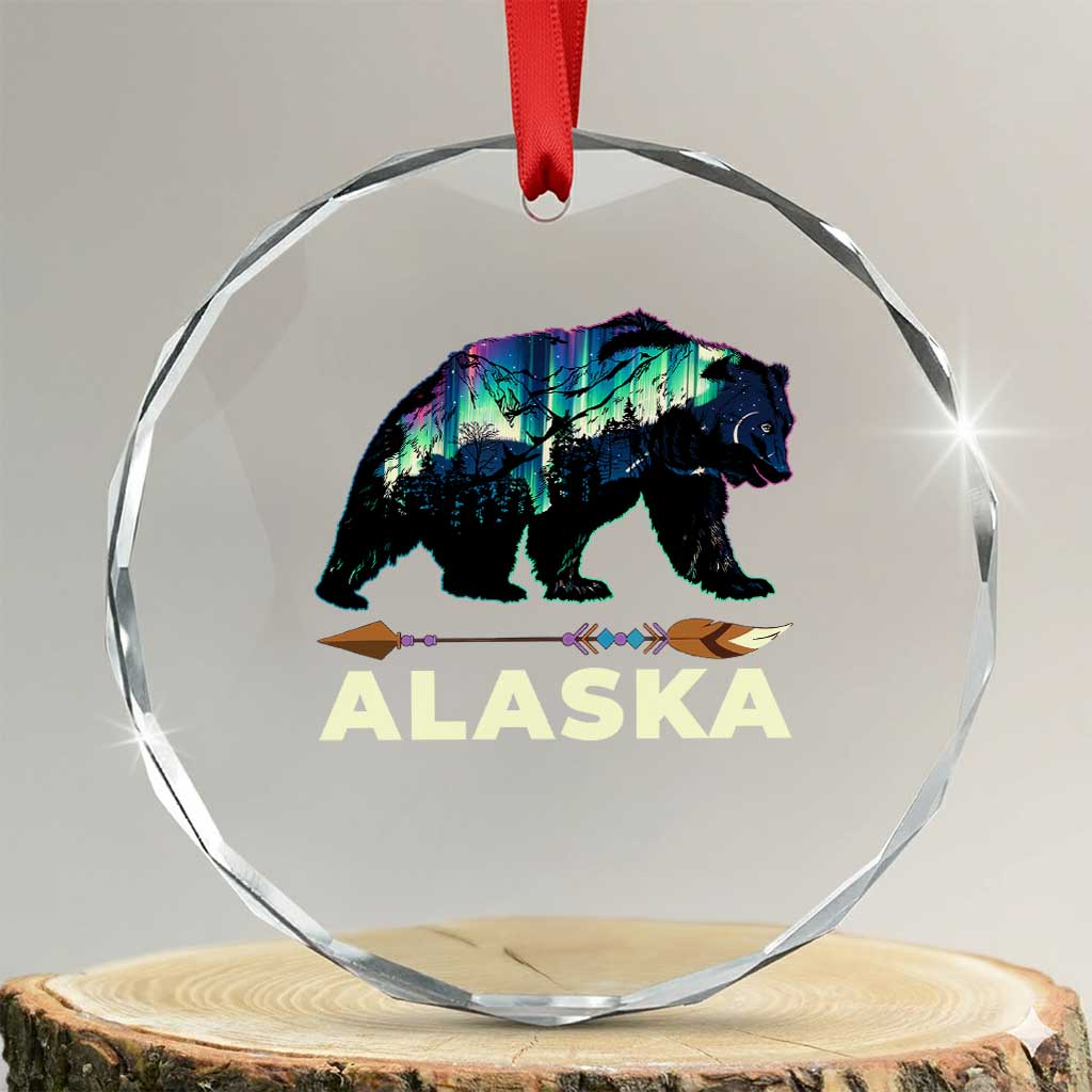 Alaska Crystal Glass Ornament Alaskan Night Sky Northern Lights Aurora Bear - Wonder Print Shop
