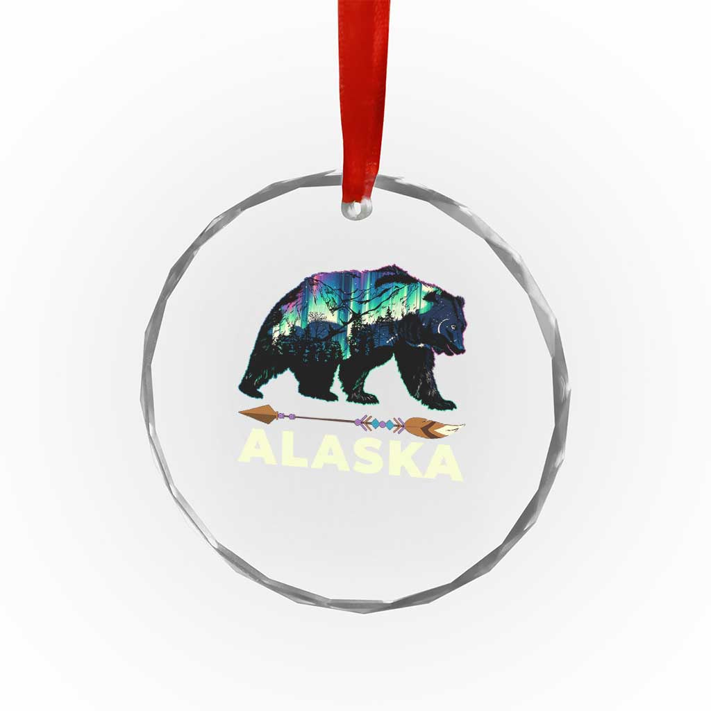 Alaska Crystal Glass Ornament Alaskan Night Sky Northern Lights Aurora Bear - Wonder Print Shop