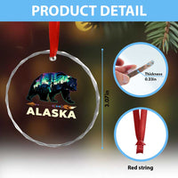 Alaska Crystal Glass Ornament Alaskan Night Sky Northern Lights Aurora Bear - Wonder Print Shop
