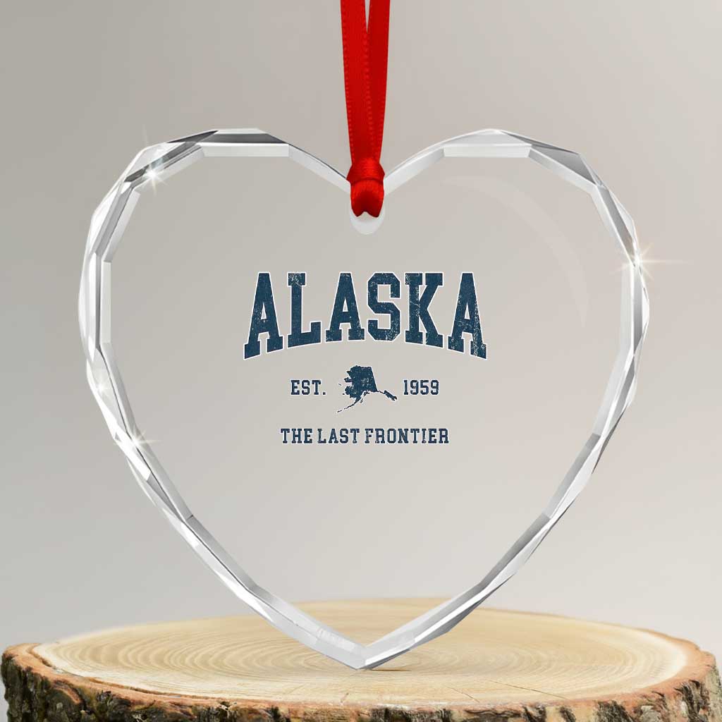 Alaska Heart Crystal Glass Ornament Vintage Sports Design The Last Frontier Souvenirs - Wonder Print Shop