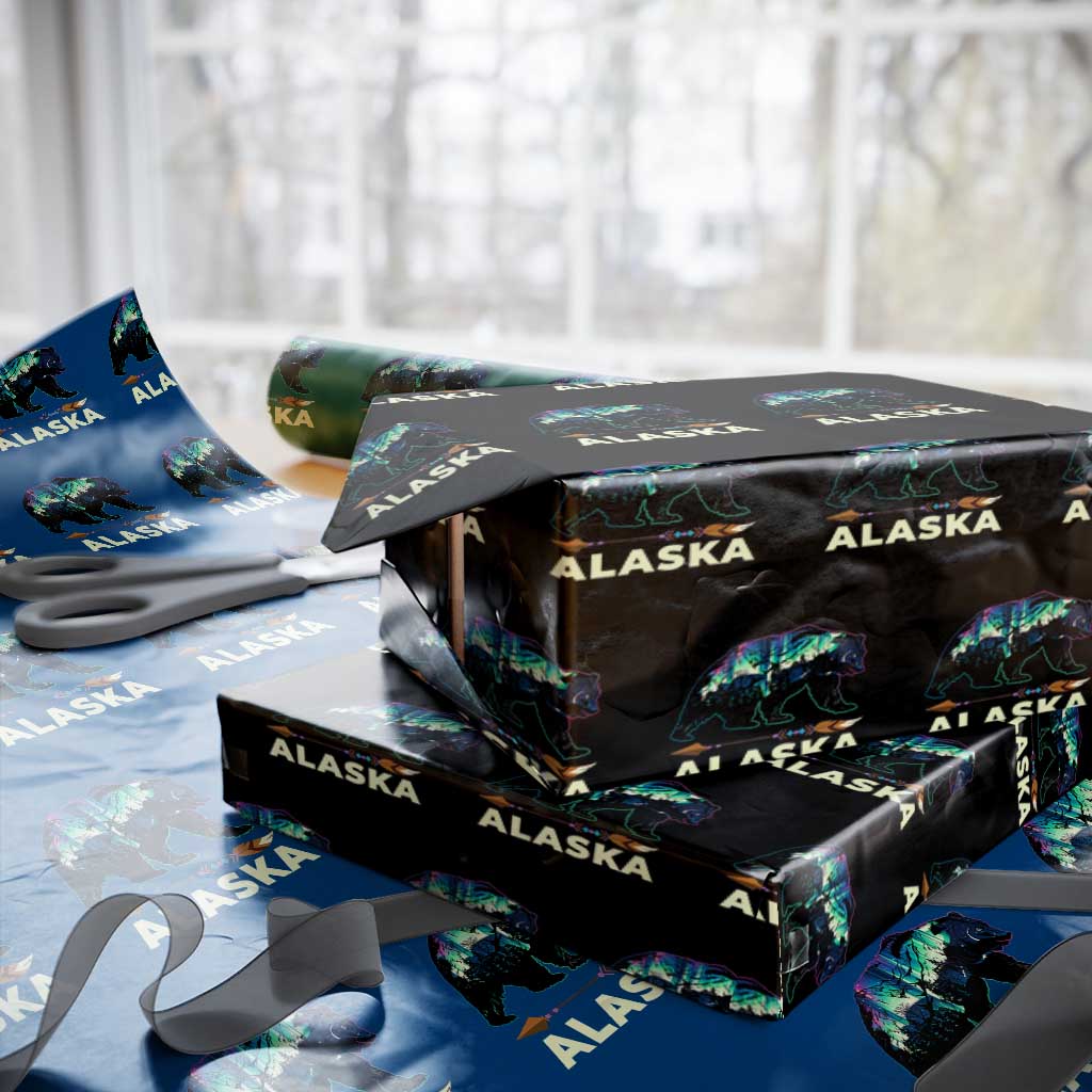 Alaska Wrapping Paper Roll Alaskan Night Sky Northern Lights Aurora Bear - Wonder Print Shop