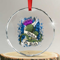 Alba Gu Brath Crystal Glass Ornament Vintage Thistle Flower Scottish Scotland Flag Saltire - Wonder Print Shop