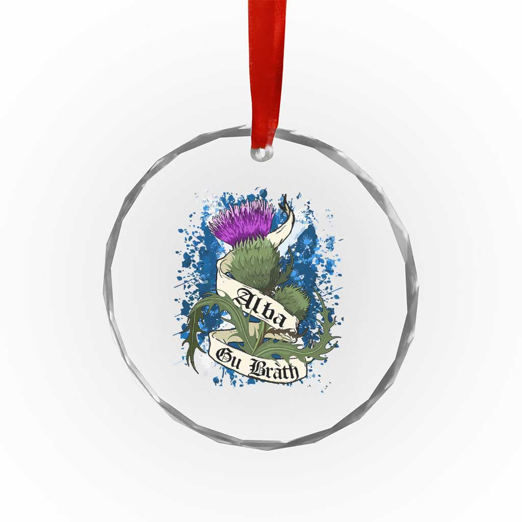 Alba Gu Brath Crystal Glass Ornament Vintage Thistle Flower Scottish Scotland Flag Saltire - Wonder Print Shop