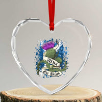 Alba Gu Brath Heart Crystal Glass Ornament Vintage Thistle Flower Scottish Scotland Flag Saltire - Wonder Print Shop