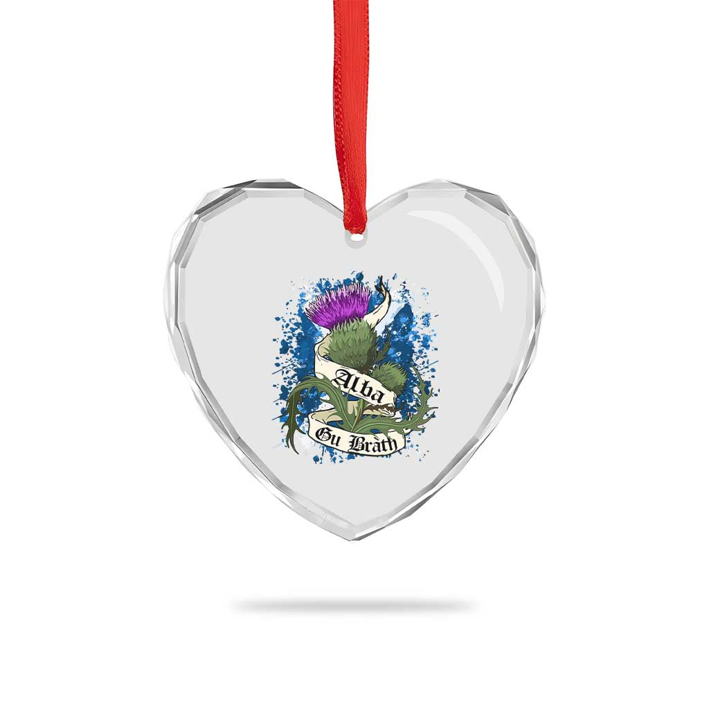 Alba Gu Brath Heart Crystal Glass Ornament Vintage Thistle Flower Scottish Scotland Flag Saltire - Wonder Print Shop