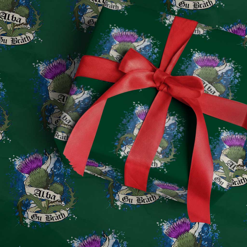 Alba Gu Brath Wrapping Paper Roll Vintage Thistle Flower Scottish Scotland Flag Saltire - Wonder Print Shop