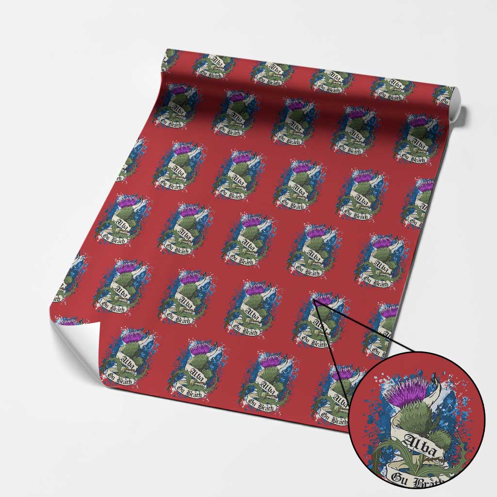 Alba Gu Brath Wrapping Paper Roll Vintage Thistle Flower Scottish Scotland Flag Saltire - Wonder Print Shop