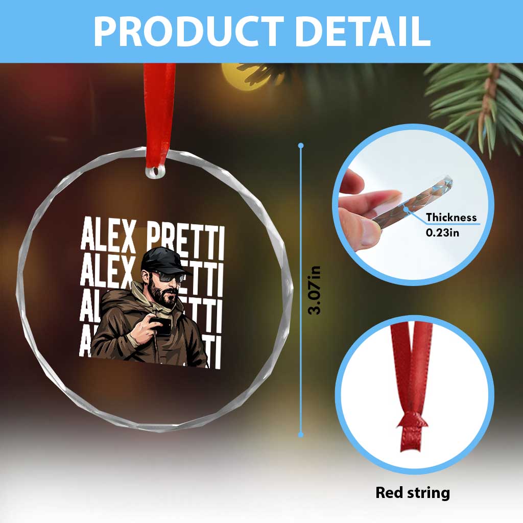Alex Pretti Crystal Glass Ornament Minneapolis Hero Nurse Community Support Gift