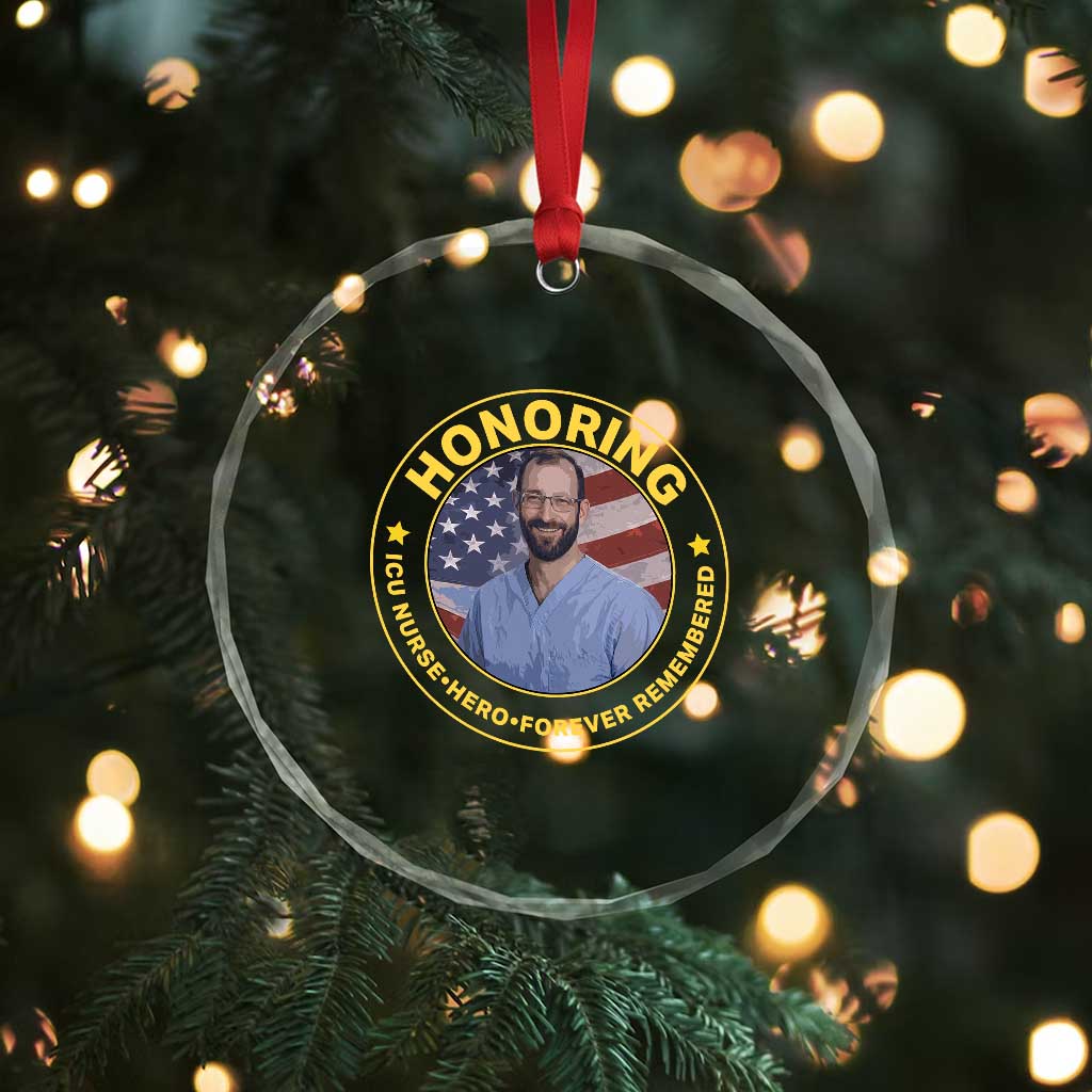 Alex Pretti Memorial Healthcare Hero Crystal Glass Ornament Minneapolis Support Gift