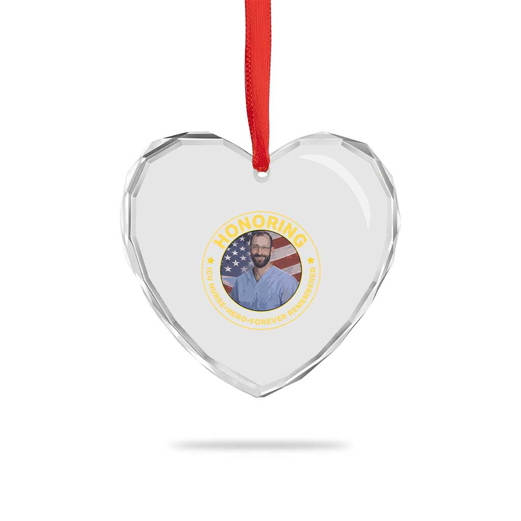 Alex Pretti Memorial Healthcare Hero Heart Crystal Glass Ornament Minneapolis Support Gift