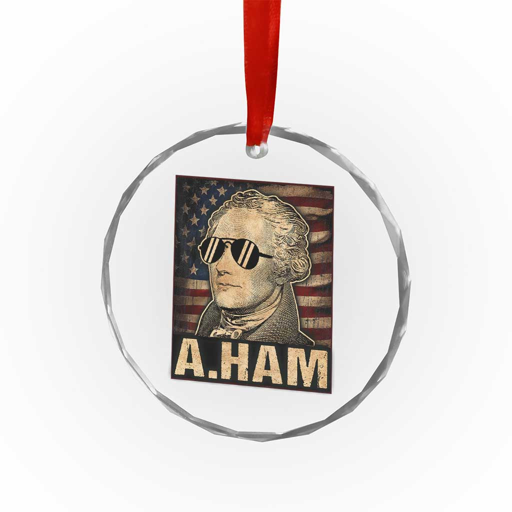 Alexander Hamilton Crystal Glass Ornament Vintage American Flag TS10