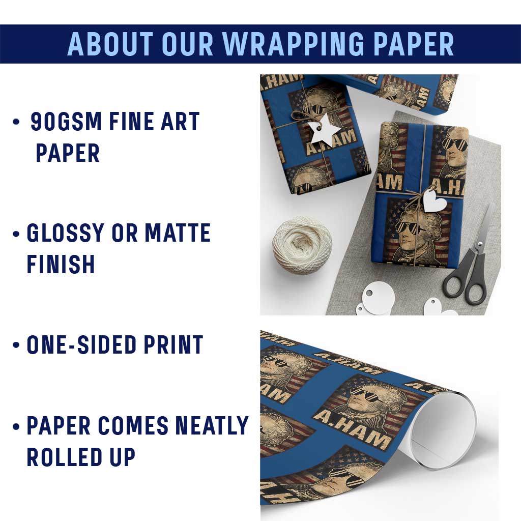 Alexander Hamilton Wrapping Paper Roll Vintage American Flag - Wonder Print Shop