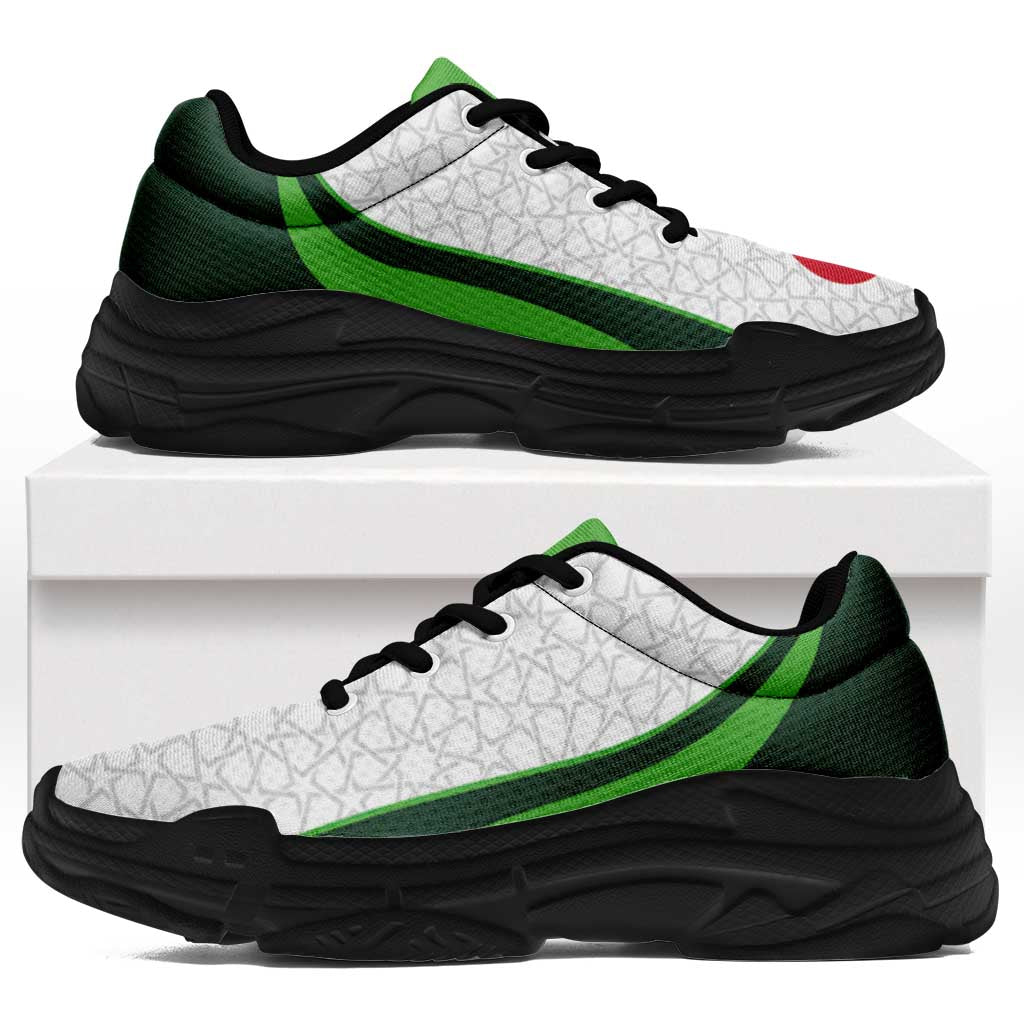 Algeria 2026 Football Chunky Sneakers Go Greens Islamic Pattern Curve Stylized - Wonder Print Shop