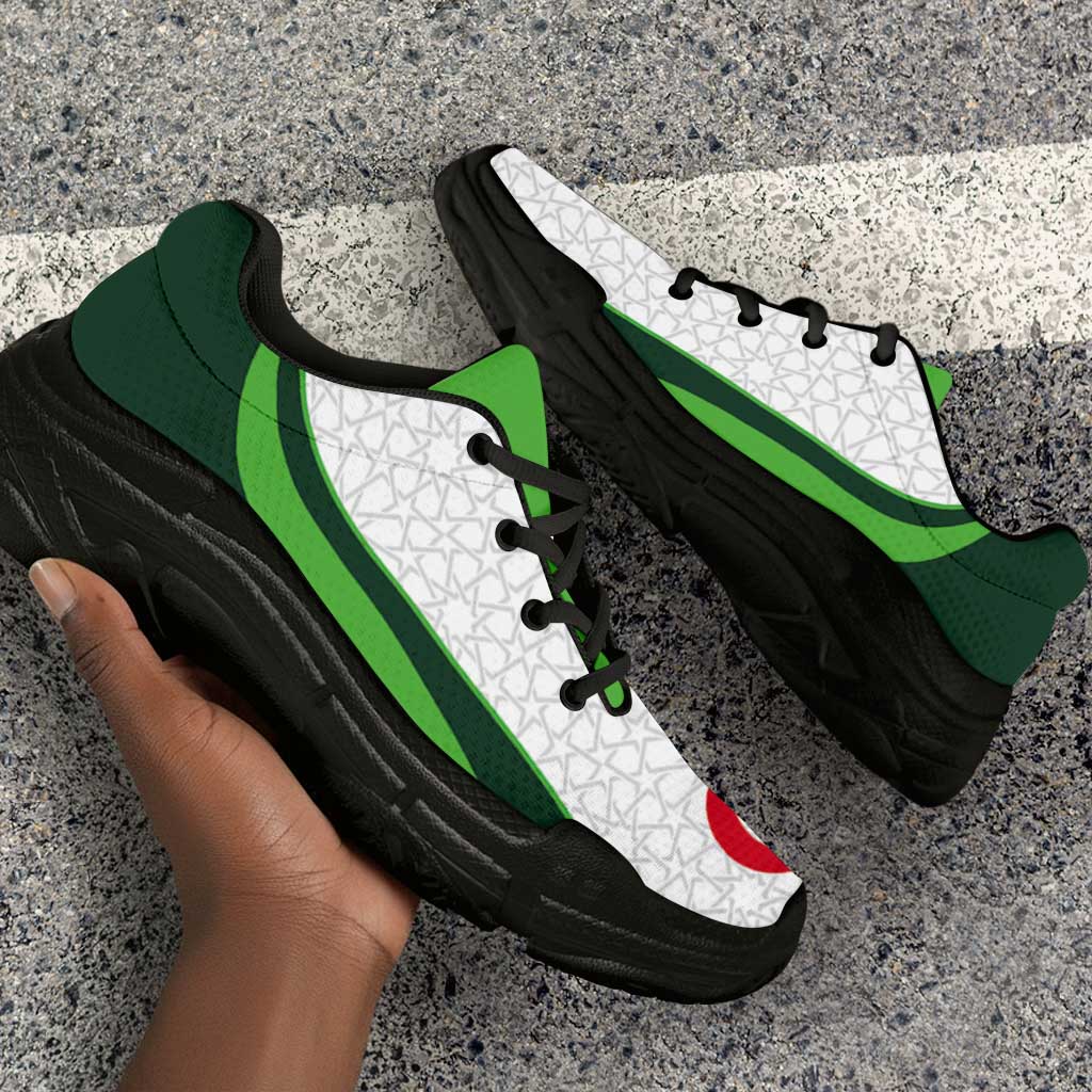 Algeria 2026 Football Chunky Sneakers Go Greens Islamic Pattern Curve Stylized - Wonder Print Shop