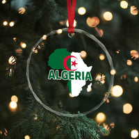 Algeria Algerian Pride Map of Africa Heritage Graphic Crystal Glass Ornament Patriotic North African Roots National Flag
