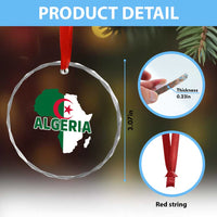 Algeria Algerian Pride Map of Africa Heritage Graphic Crystal Glass Ornament Patriotic North African Roots National Flag