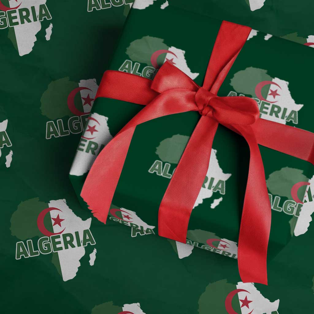 Algeria Algerian Pride Map of Africa Heritage Graphic Wrapping Paper Roll Patriotic North African Roots National Flag