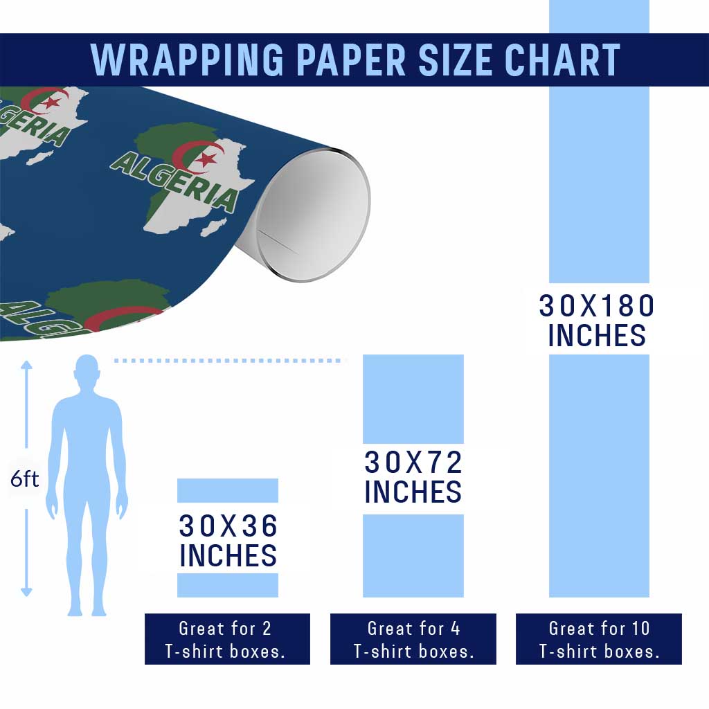 Algeria Algerian Pride Map of Africa Heritage Graphic Wrapping Paper Roll Patriotic North African Roots National Flag