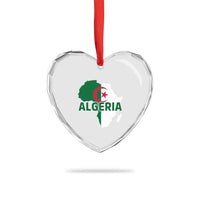 Algeria Algerian Pride Map of Africa Heritage Graphic Heart Crystal Glass Ornament Patriotic North African Roots National Flag