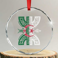 Algeria Amazigh Berber Yaz Symbol Algerian Flag Heritage Graphic Crystal Glass Ornament Traditional North African Tribal Culture Art