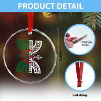 Algeria Amazigh Berber Yaz Symbol Algerian Flag Heritage Graphic Crystal Glass Ornament Traditional North African Tribal Culture Art