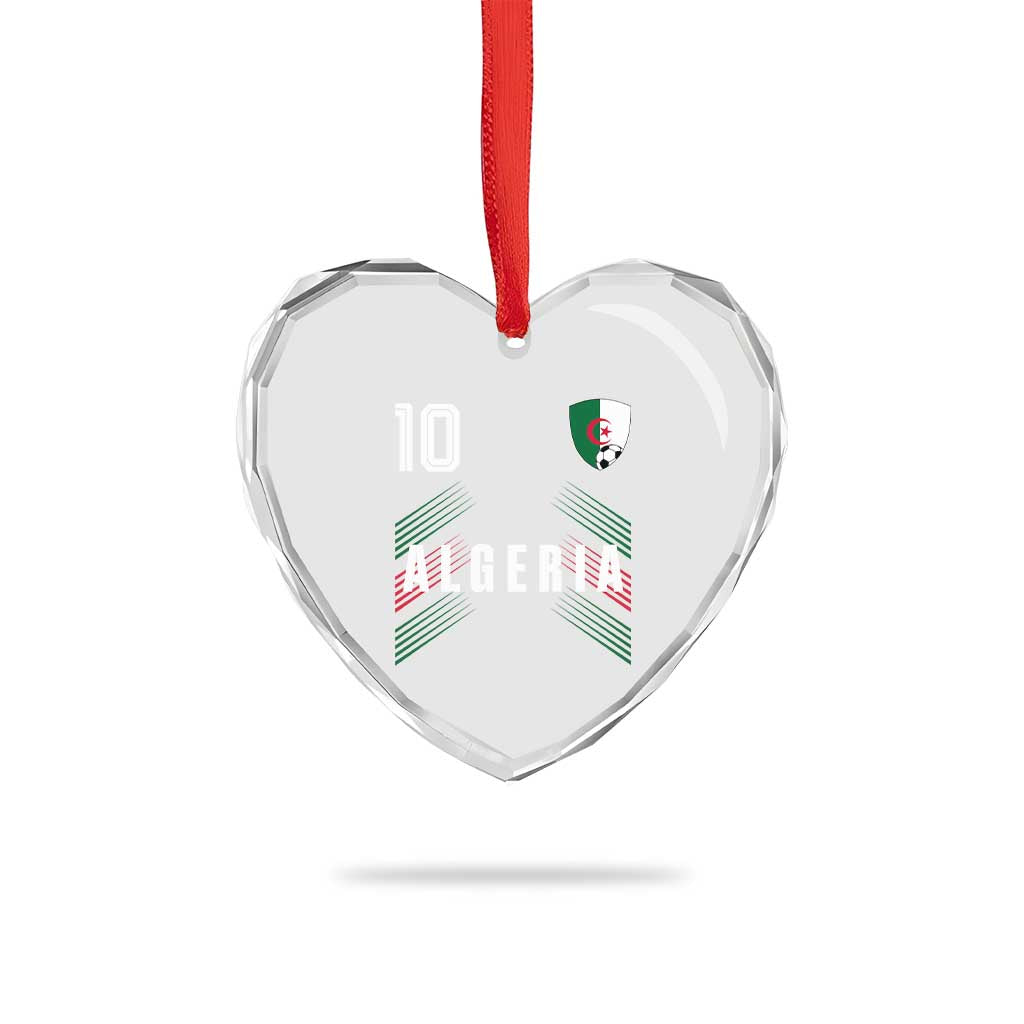 Algeria Soccer Sports Graphic Number 10 Jersey Style Heart Crystal Glass Ornament Proud Algerian Football Fans Game Day Maghreb Pride