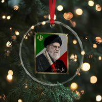 Ali Khamenei Memorial Tribute Portrait Crystal Glass Ornament