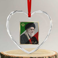 Ali Khamenei Memorial Tribute Portrait Heart Crystal Glass Ornament