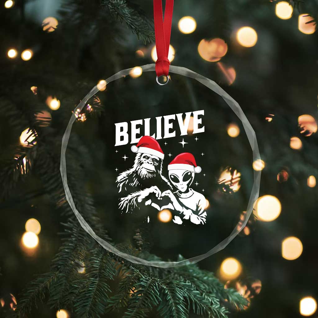 Alien And Bigfoot Crystal Glass Ornament TS10