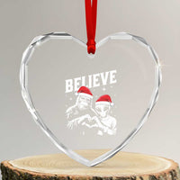 Alien And Bigfoot Heart Crystal Glass Ornament - Wonder Print Shop