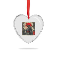 Alien Samurai Heart Crystal Glass Ornament Vintage Japanese Art UFO Funny Ukiyo-e Warrior