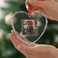 Alien Samurai Heart Crystal Glass Ornament Vintage Japanese Art UFO Funny Ukiyo-e Warrior
