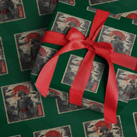 Alien Samurai Wrapping Paper Roll Vintage Japanese Art UFO Funny Ukiyo-e Warrior