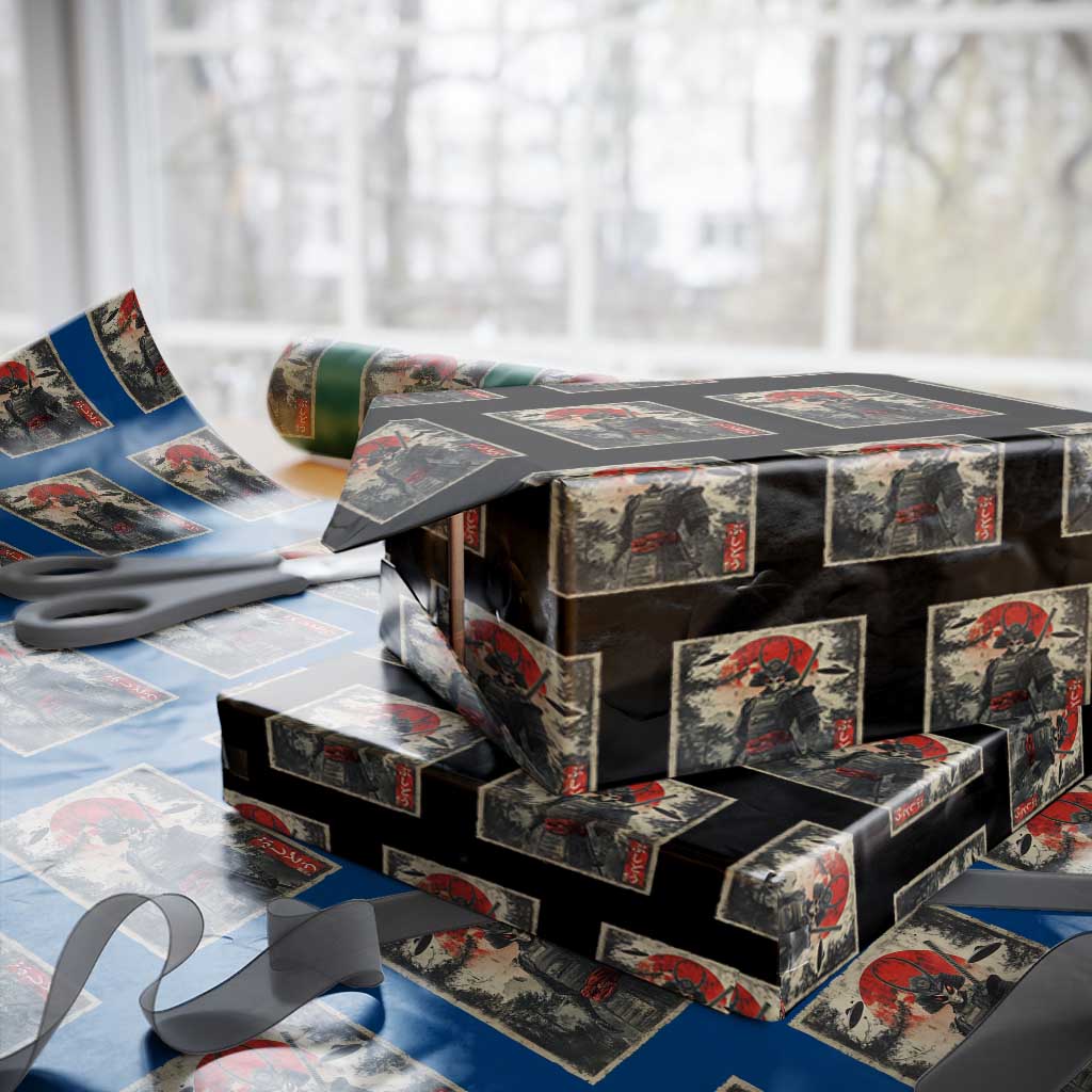 Alien Samurai Wrapping Paper Roll Vintage Japanese Art UFO Funny Ukiyo-e Warrior